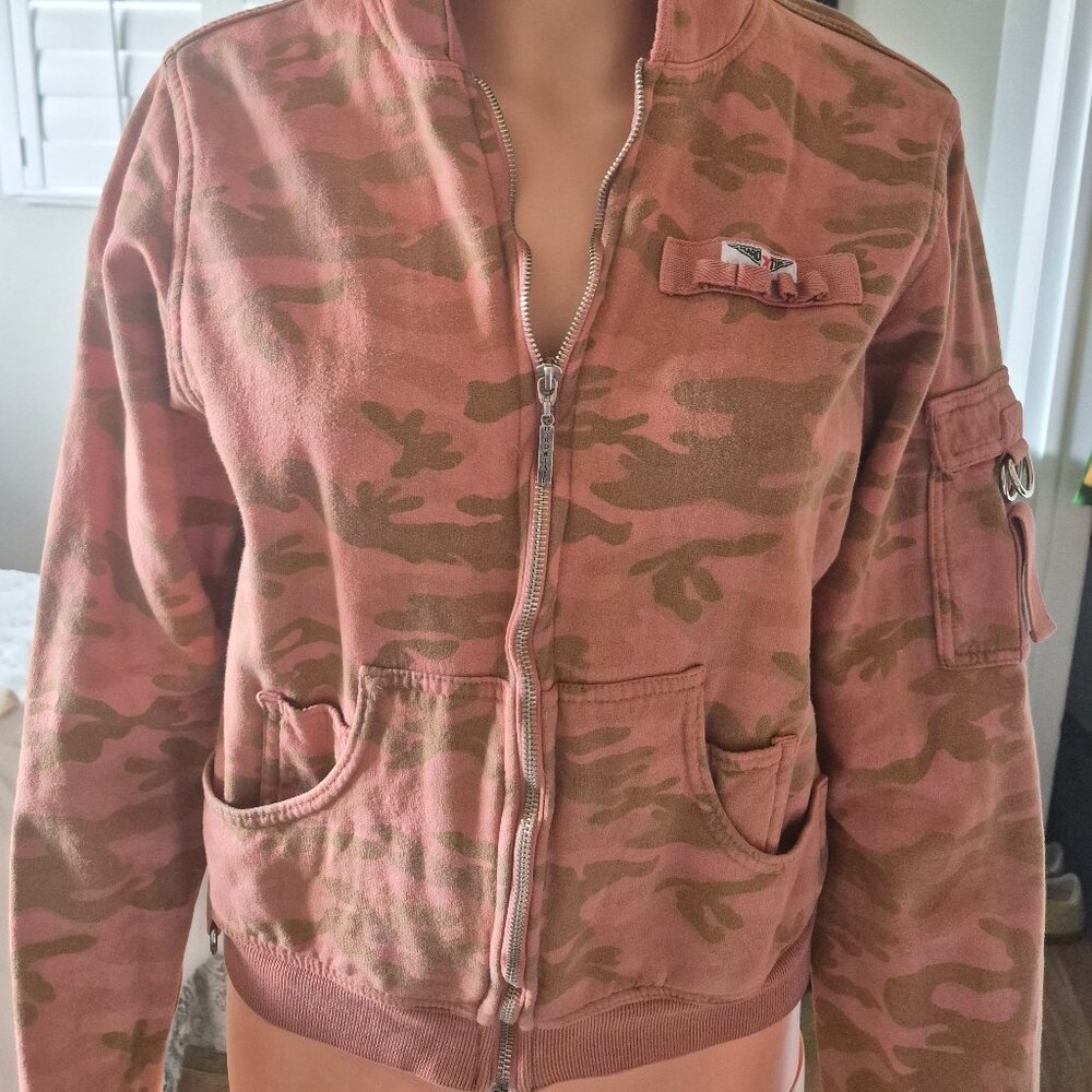 Hard Tail Forever Full Zip Camo Hoodie. Orange Camo.   Large